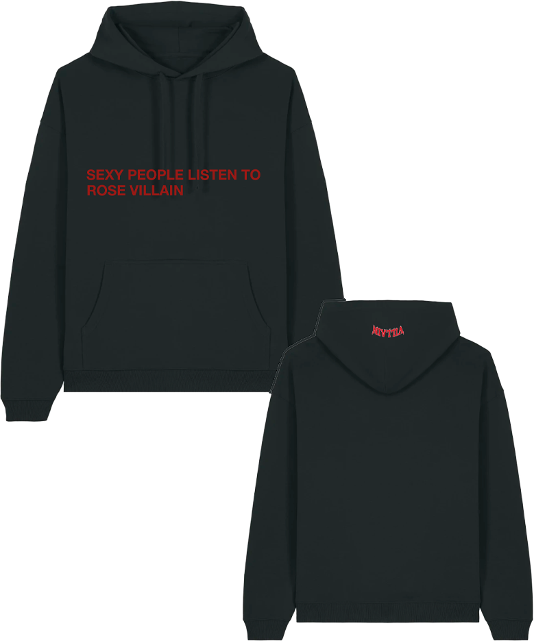 ROSE VILLAIN HOODIE "SEXY PEOPLE ROSE VILLAIN" BLACK
