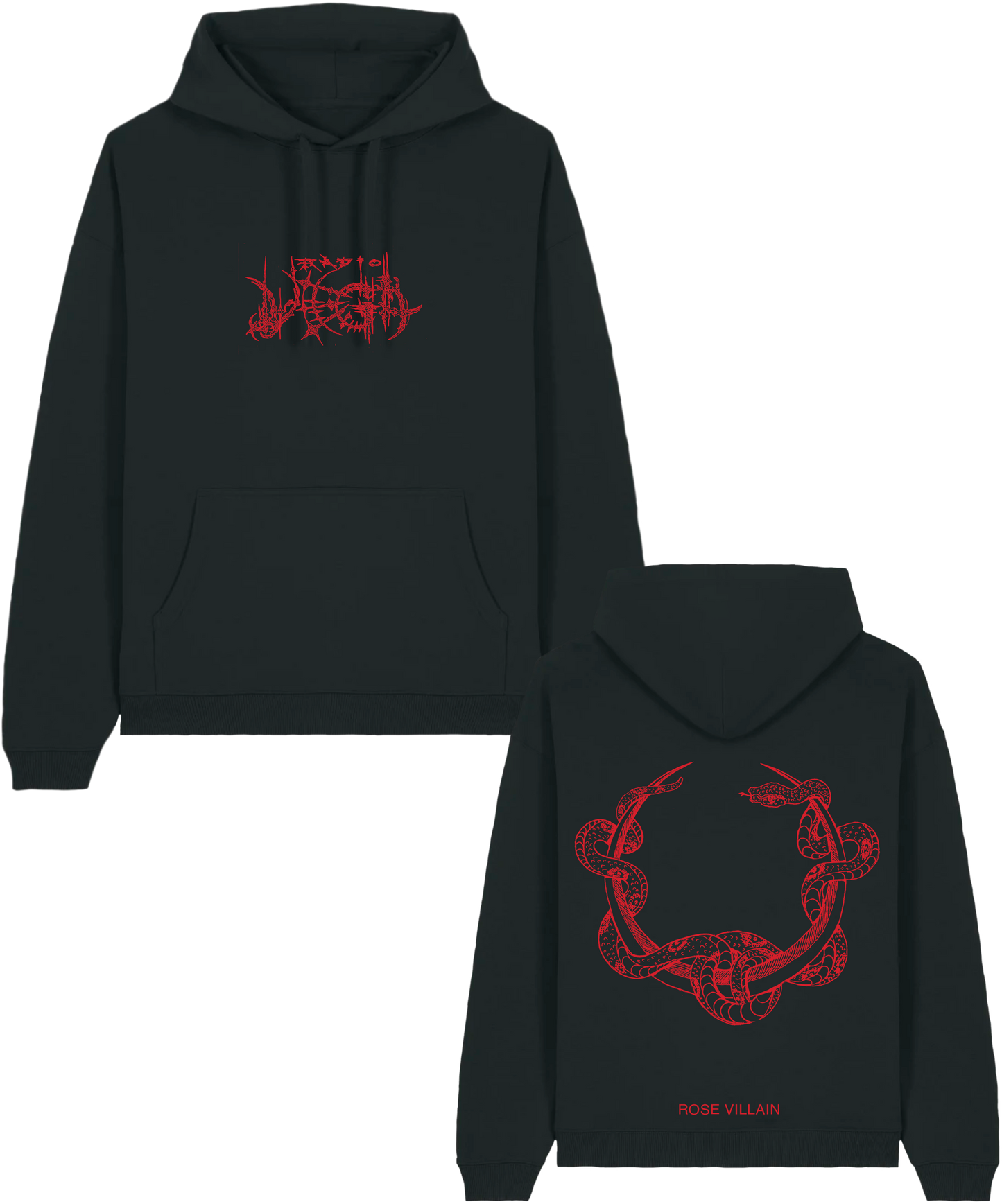 ROSE VILLAIN HOODIE "RADIO VEGA" BLACK