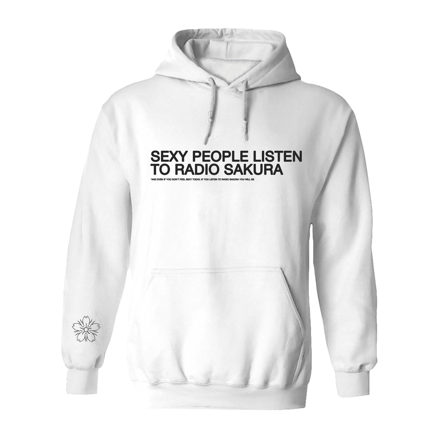 ROSE VILLAIN HOODIE "SEXY PEOPLE RADIO SAKURA" WHITE